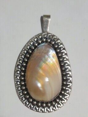 Esperanza Designed Sterling Silver Teardrop Mother of Pearl Pendant